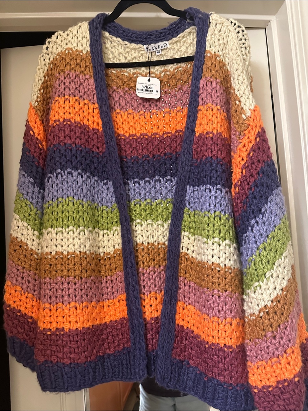 Multicolor Striped Chunky Knit Cardigan